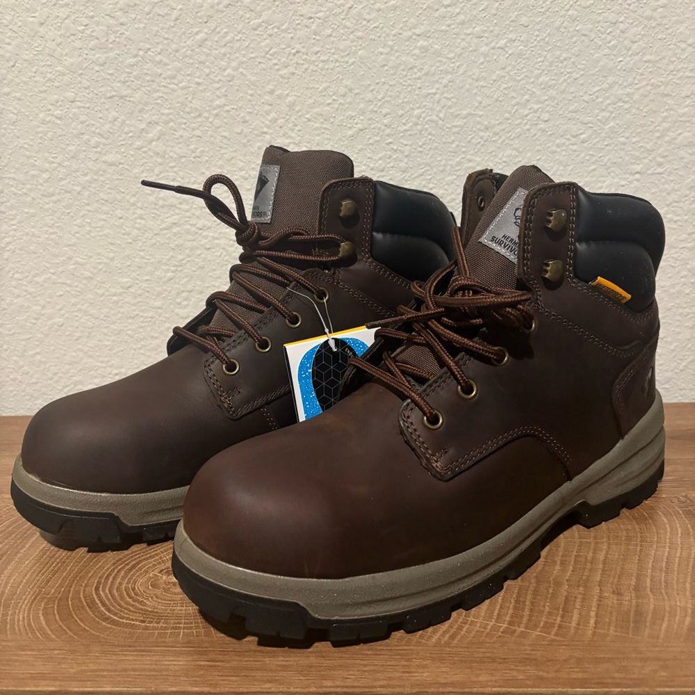 New In Box HERMAN SURVIVORS Women's Brown Iselburg Steel Toe Work Boots Size 11